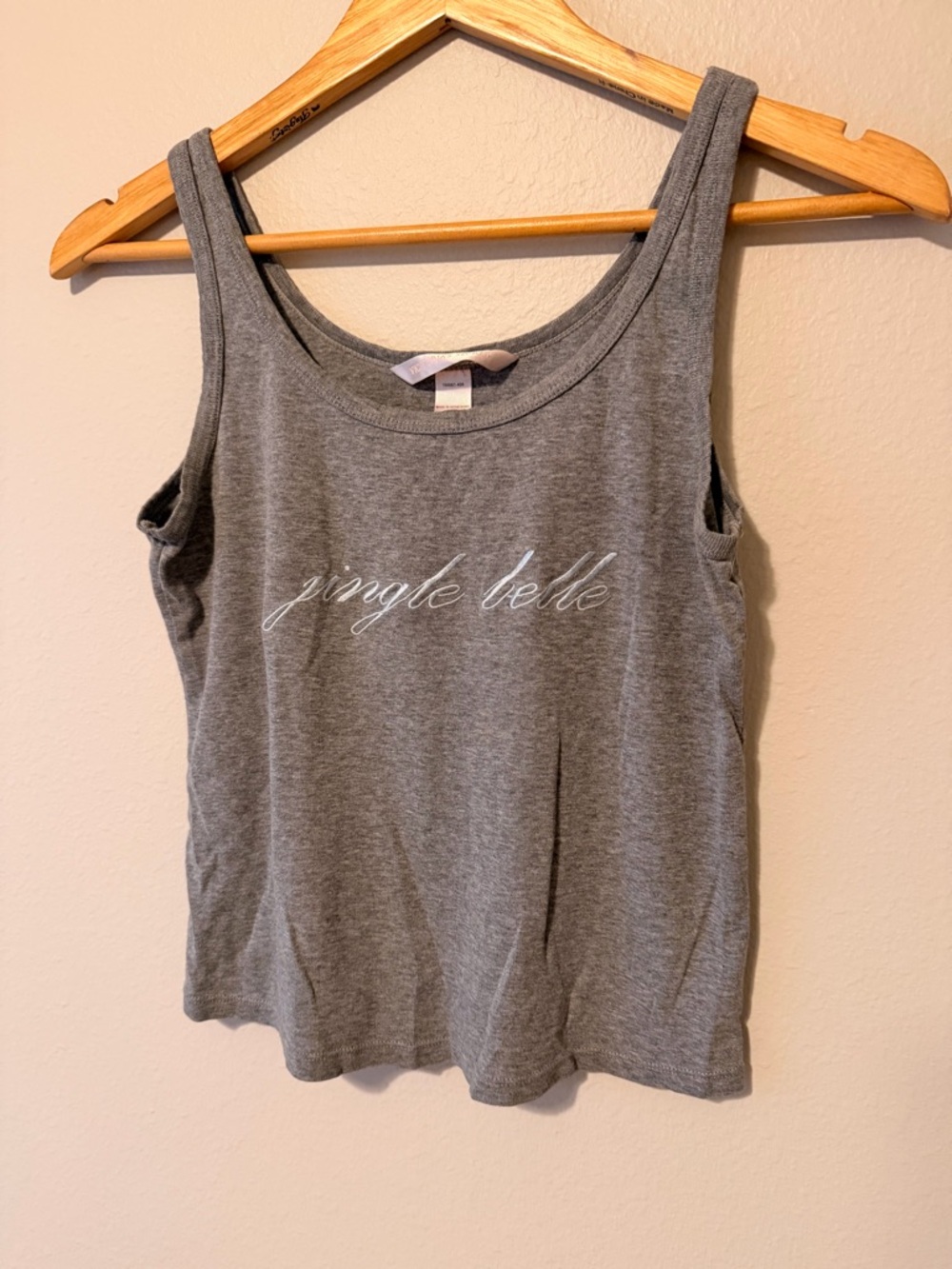 Victoria's Secret Grey crop Tank Top with 'jingle belle' Script